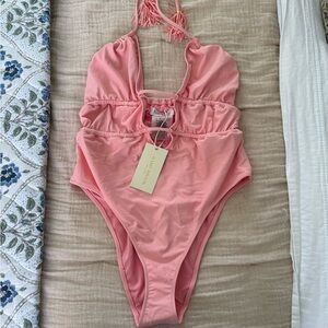 Ramy Brook Pink One Piece Swimsuit with Plunging V-Neck